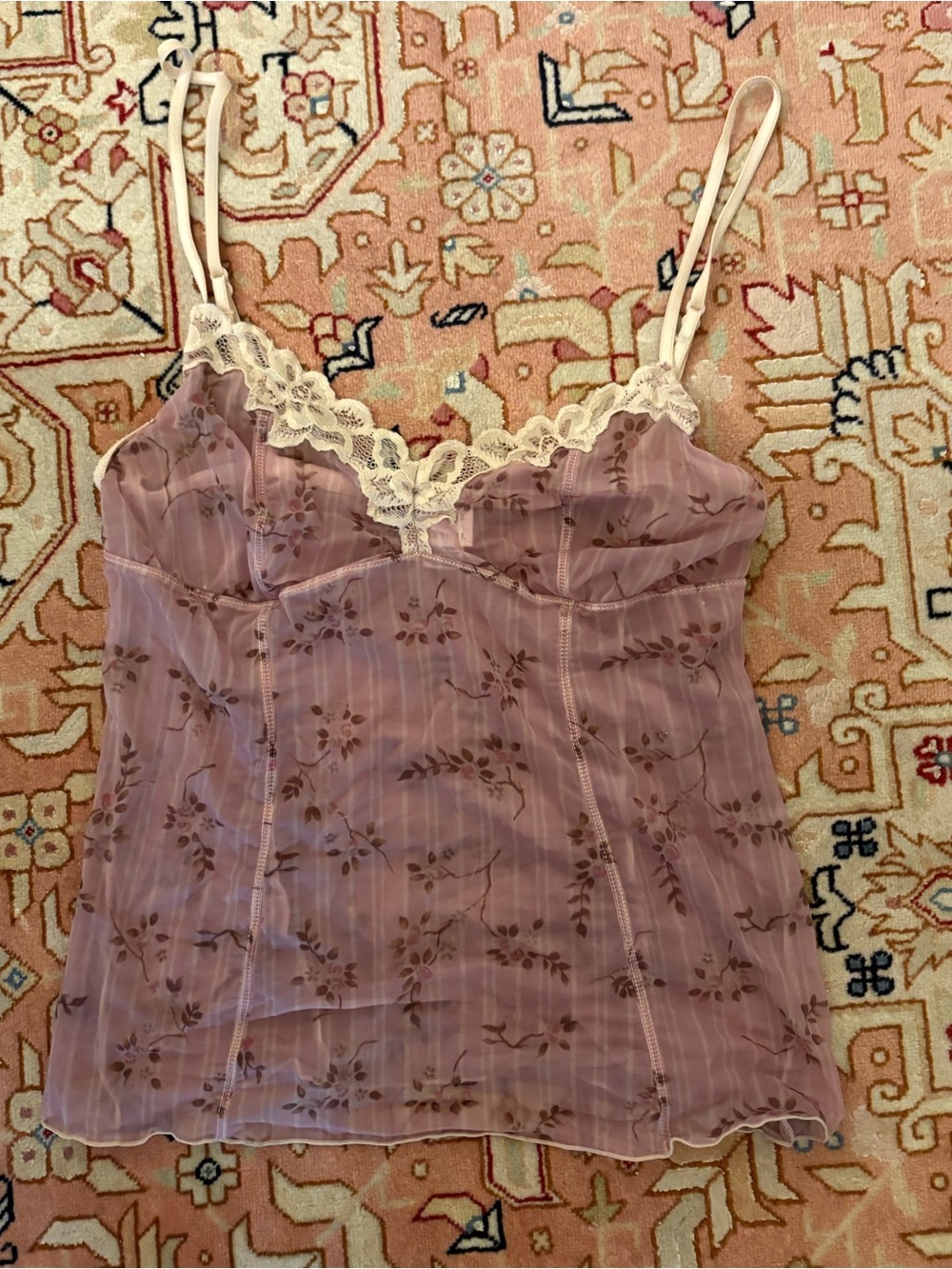 Purple floral lace cami